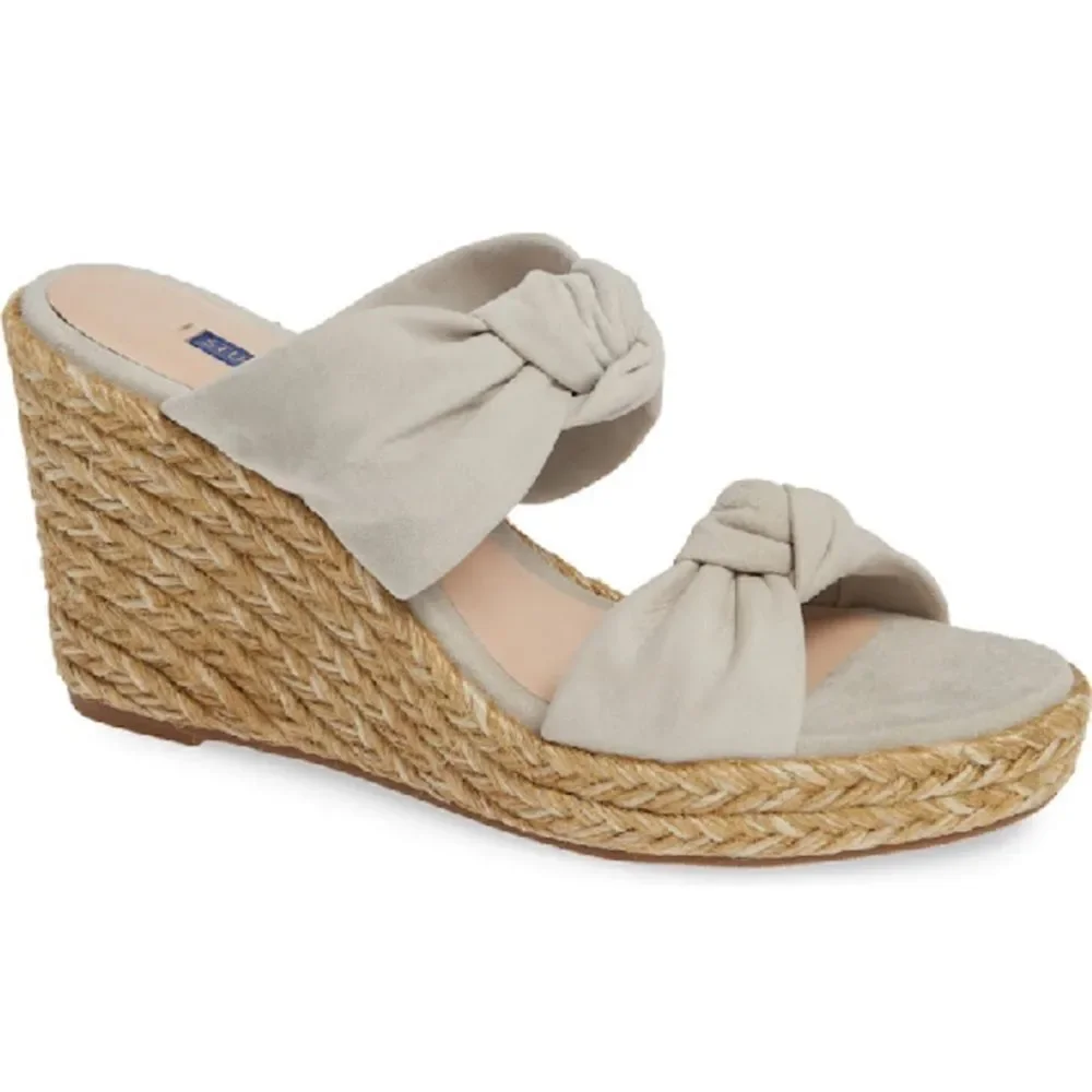 Stuart Weitzman Sarina Suede Espadrille Wedge Sandals